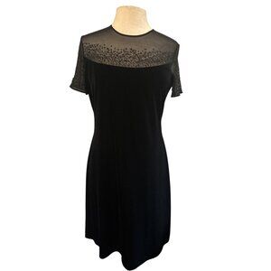 Black J.R. Nites By Caliendo Dress With Sheer Sequined Yoke & Sleeves Size 12